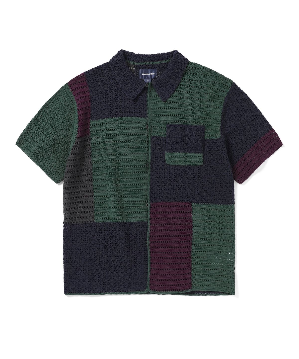 디스이즈네버댓(THISISNEVERTHAT) Block Crochet Knit S/S Shirt Navy