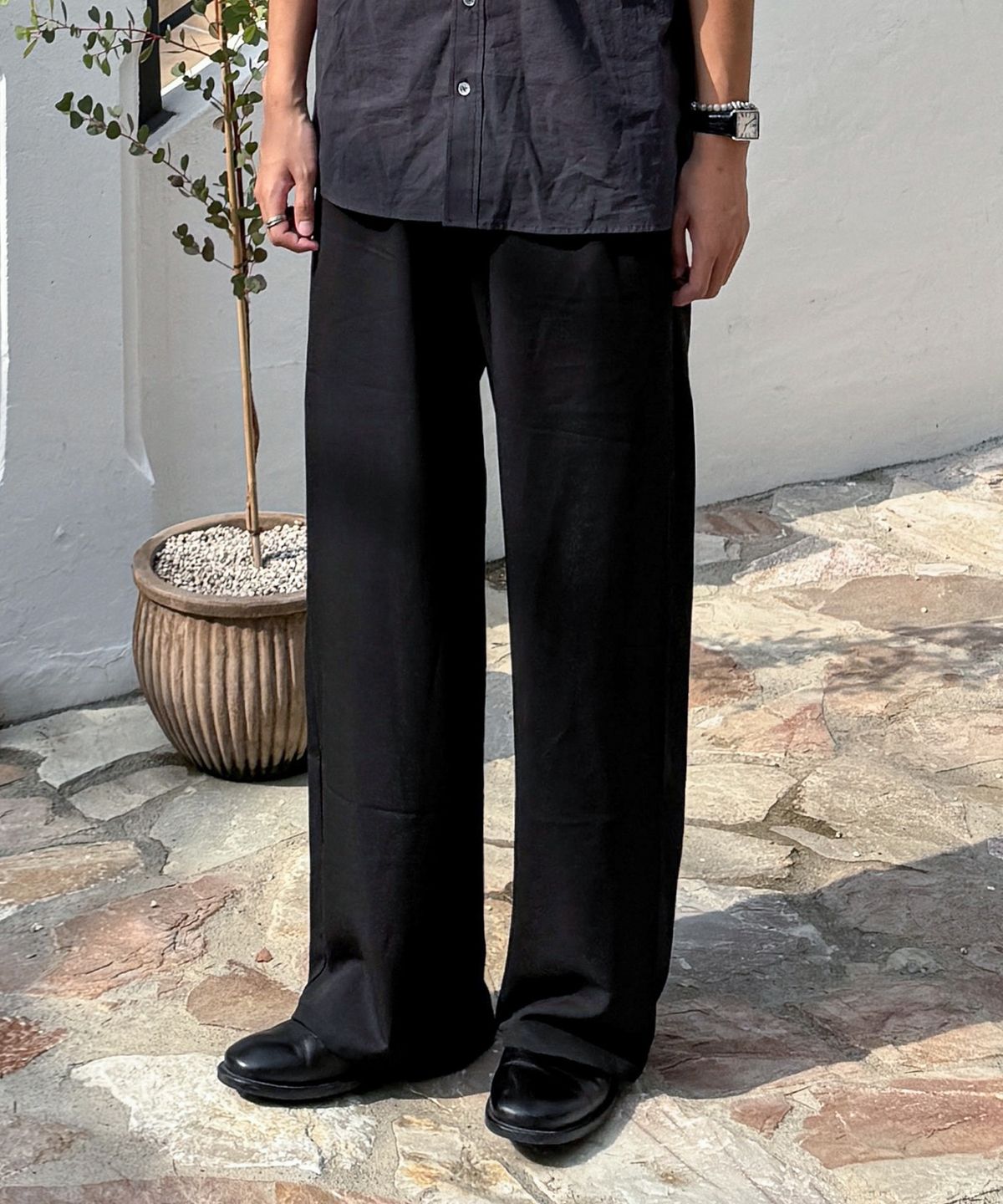 포트너스(FOTTNERS) Wide Banding Slacks (Black)