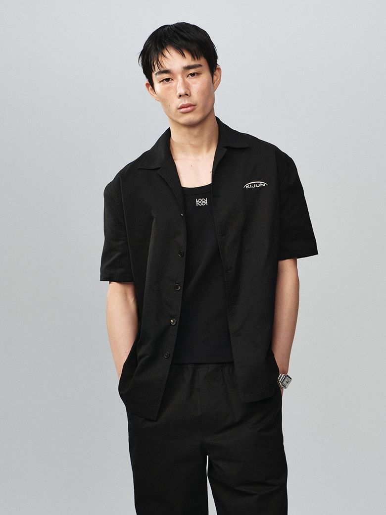 Stitched Cotton Shirt Black