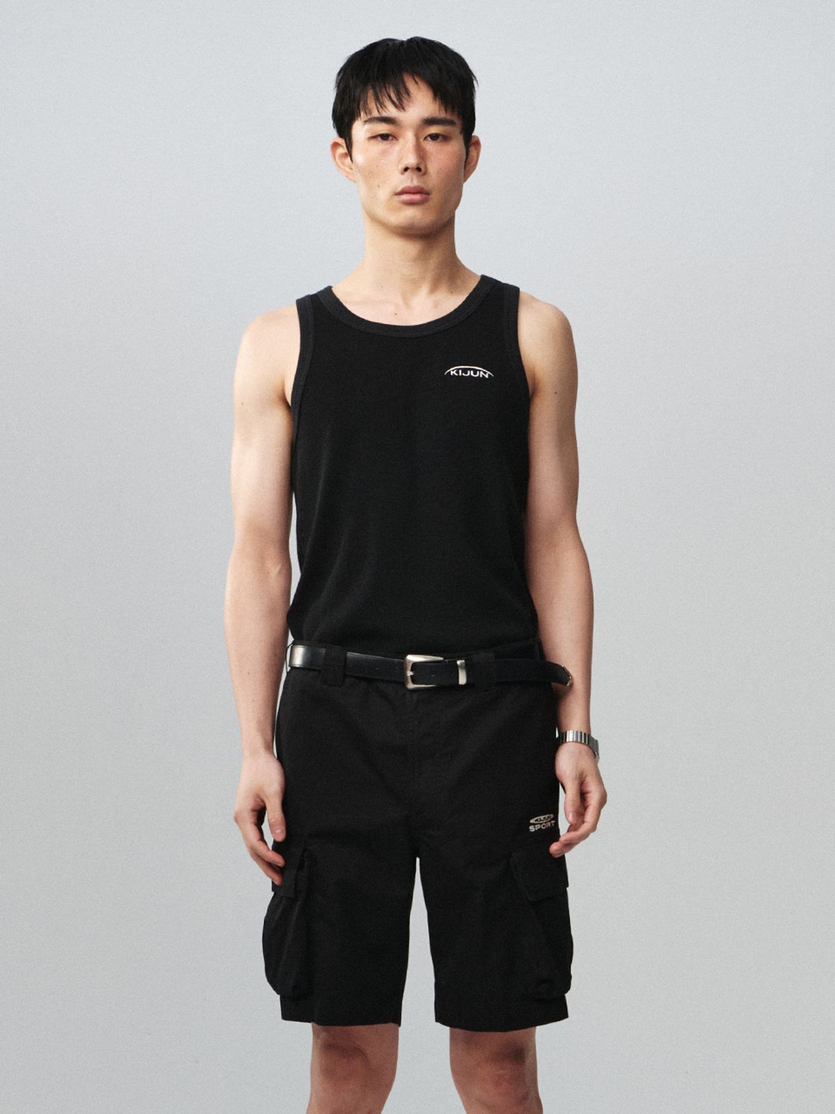 기준 맨(KIJUN MEN) Waffle Tank Top Black