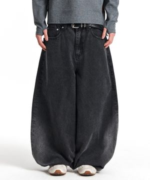 BALLOON FIT DENIM PANTS (WASHED BLACK)
