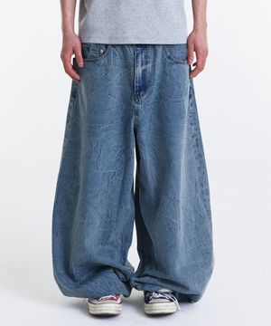 BALLOON FIT DENIM PANTS (MID BLUE)