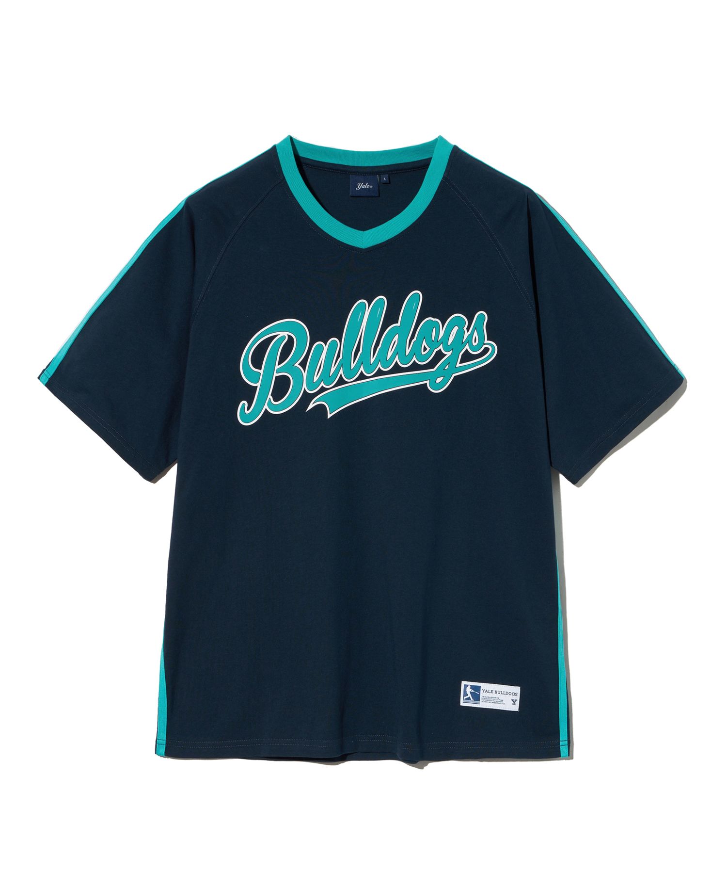 ☆YALE☆ BASEBALL TAPING V NECK RAGLAN TSHIRT NAVY JADE GRE MUSINSA | YALE Baseball Taping V-Neck Raglan Short Sleeve T