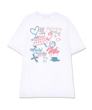 그라피티 수피마 코튼 라운드 넥 반팔 티셔츠_화이트