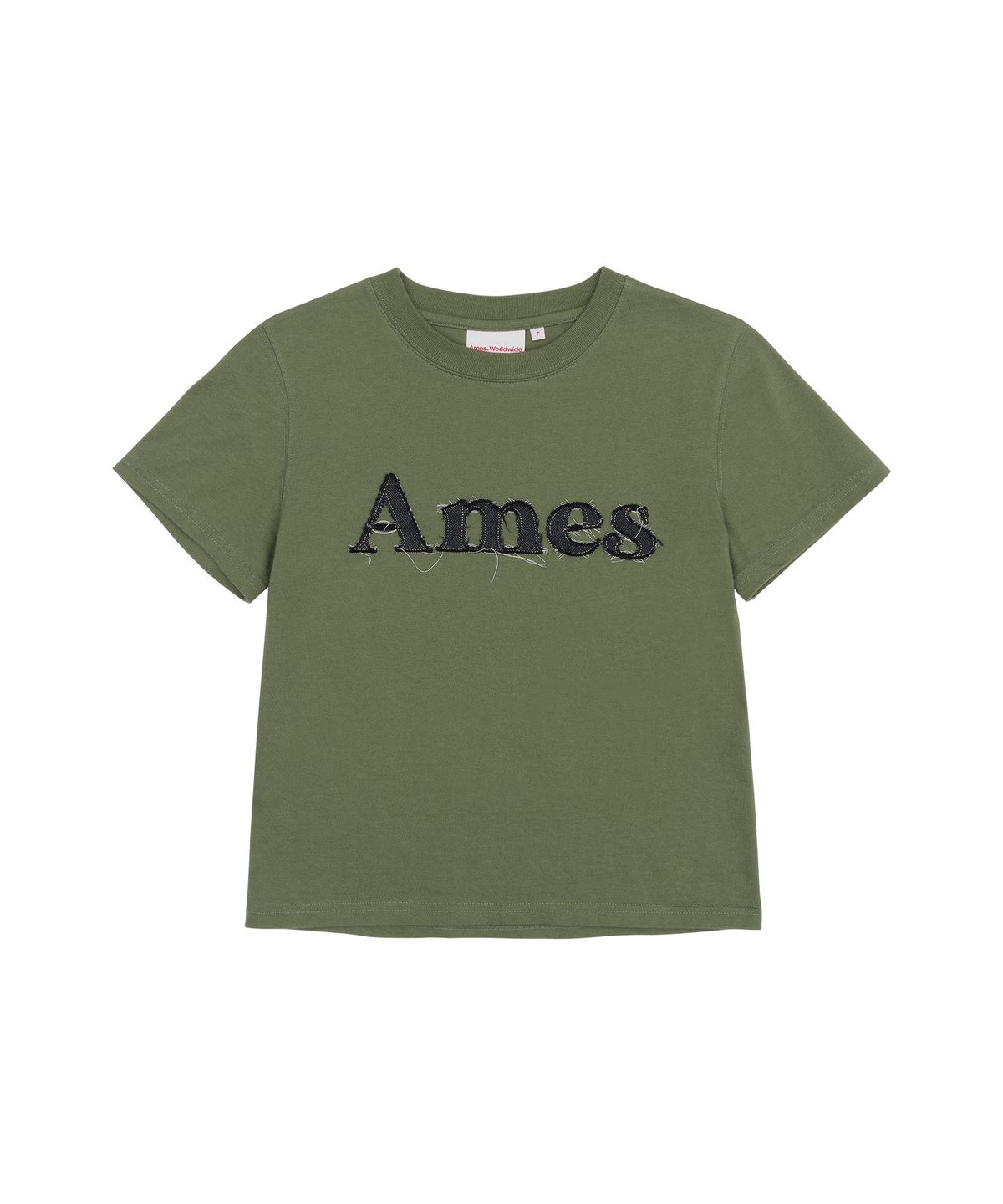 아메스 월드와이드(AMES-WORLDWIDE) BASIC LOGO DENIM APPLIQUE TEE KHAKI (AM2EMUT514A)