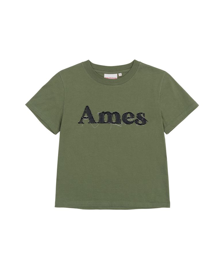 BASIC LOGO DENIM APPLIQUE TEE KHAKI (AM2EMUT514A)