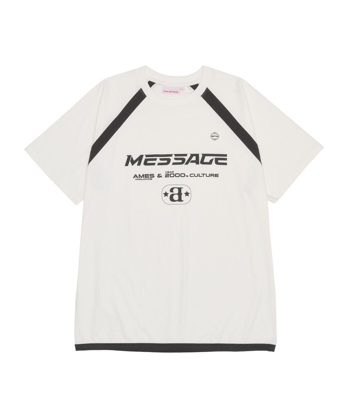 아메스 월드와이드(AMES-WORLDWIDE) MESSAGE LOGO RAGLAN TEE WHITE (AM2EMUT513A)