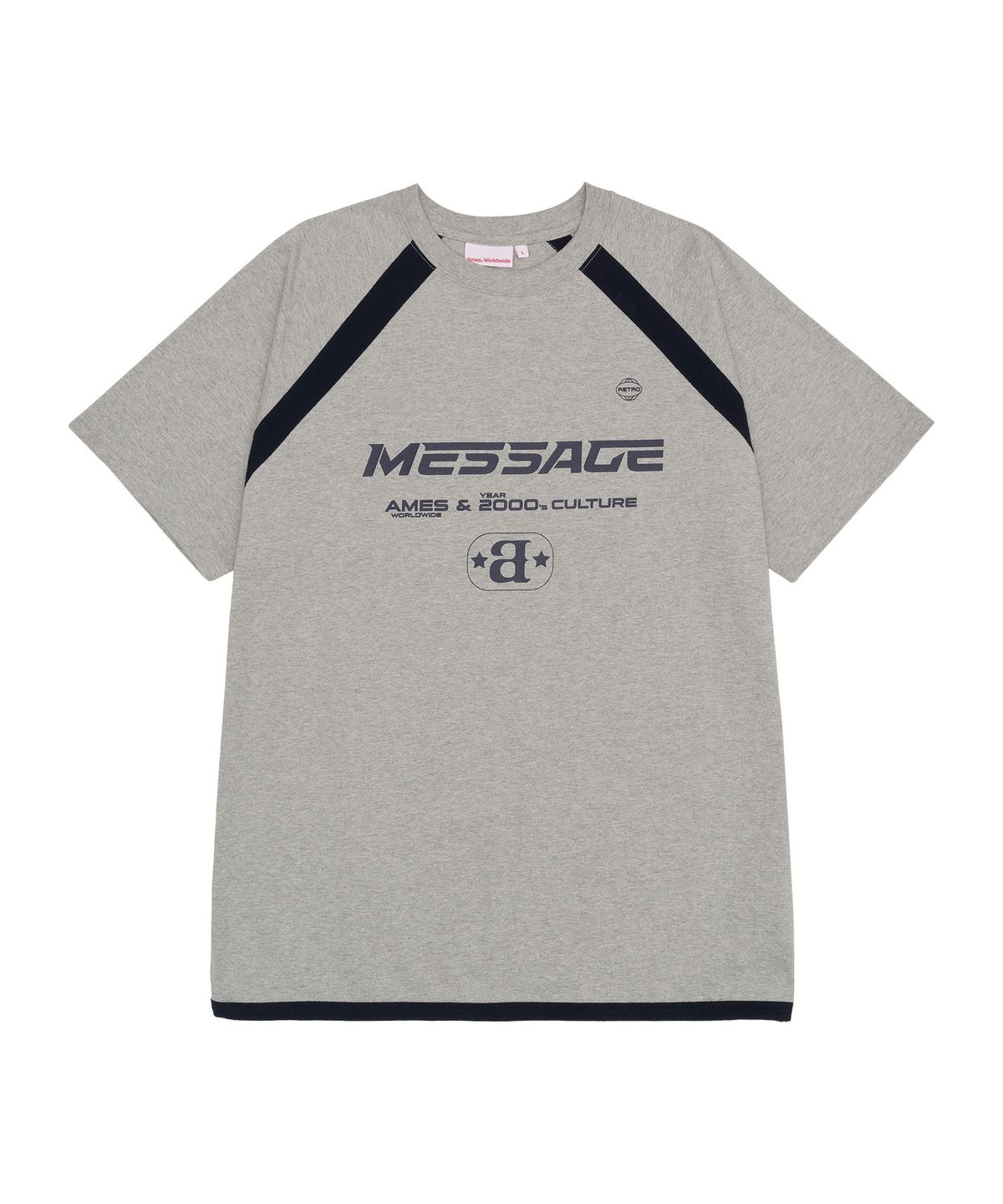 아메스 월드와이드(AMES-WORLDWIDE) MESSAGE LOGO RAGLAN TEE GREY (AM2EMUT513A)