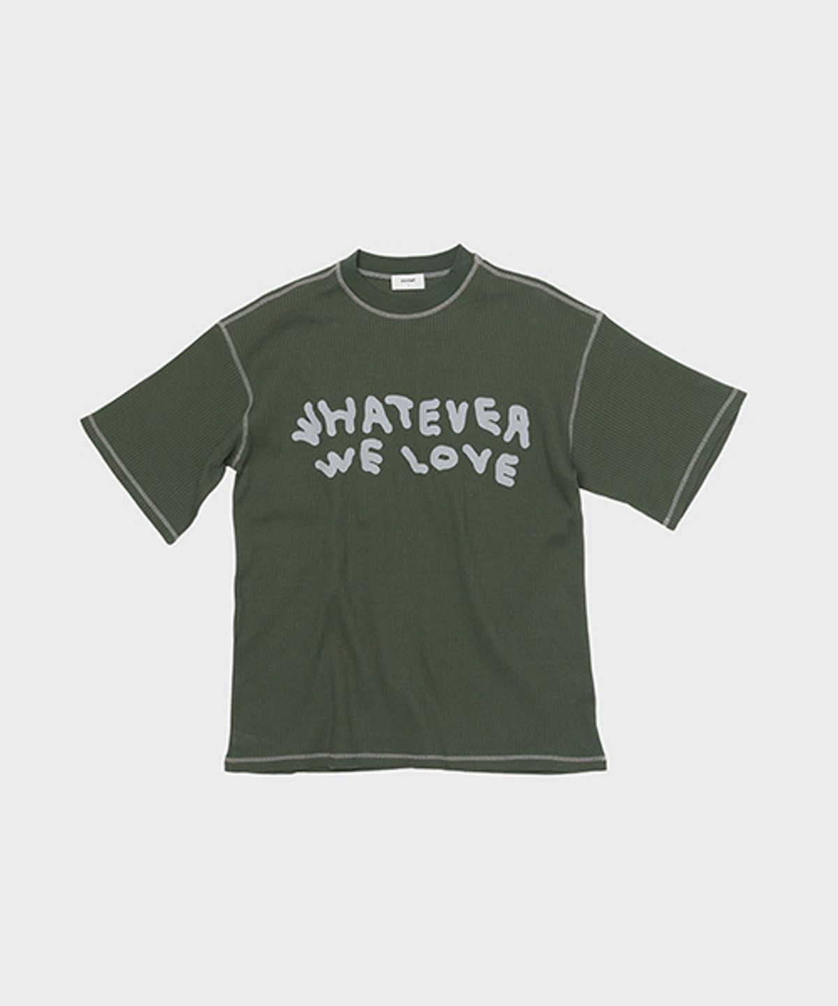 오울(OOOWL) WAFFLE HALF SLEEVE T SHIRT WHATEVER KHAKI