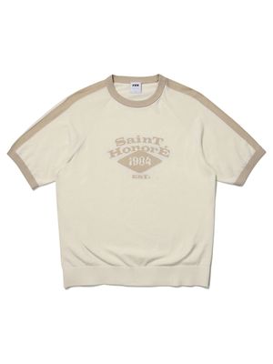 그래픽 반소매 스웨터 (아이보리)