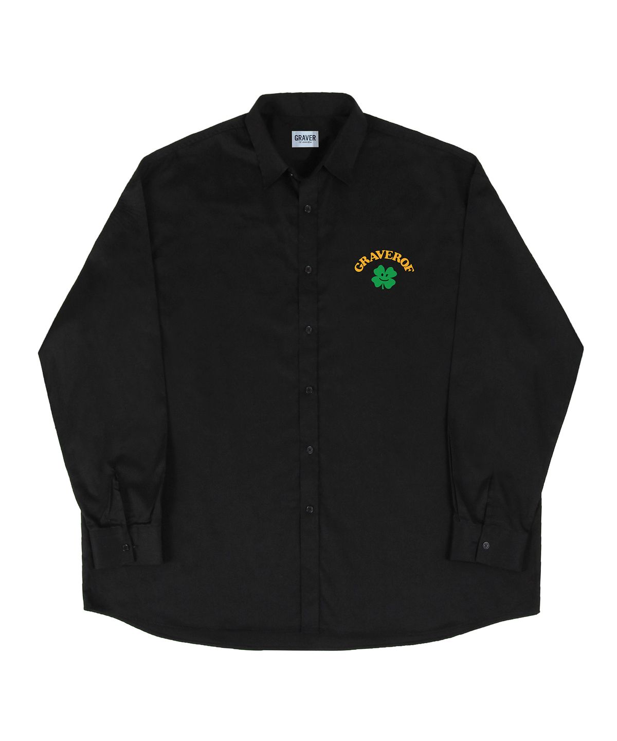 그레이버(GRAVER) [UNISEX]클로버 GRAVEROF 아치 로고 베이직 셔츠_블랙
