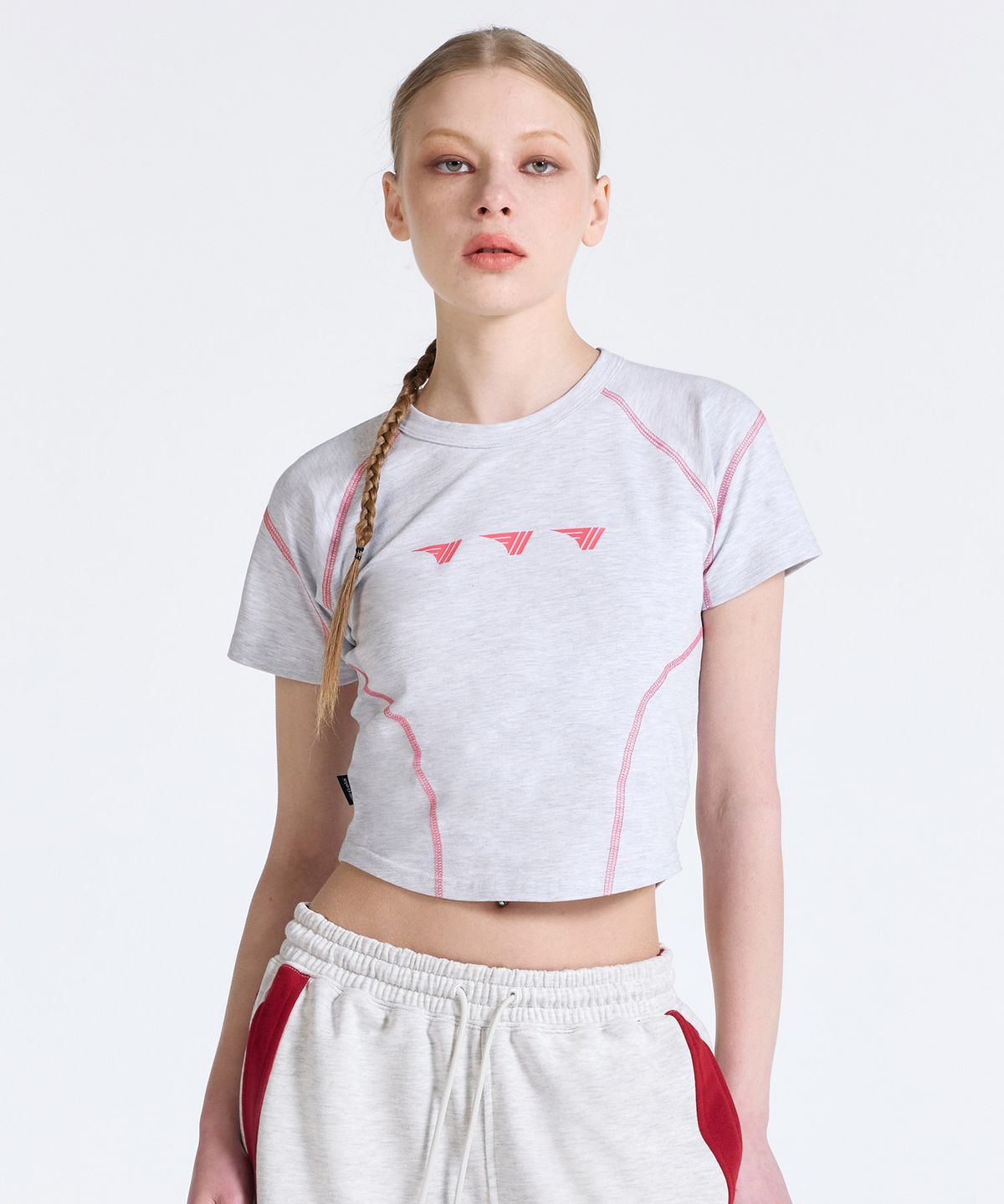 골라(GOLA) W STITCH POINT T-SHIRTS [LIGHT GRAY]