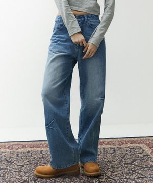 페이트로 7609 도밍고워시 와이드핏 미디움인디고 데님팬츠