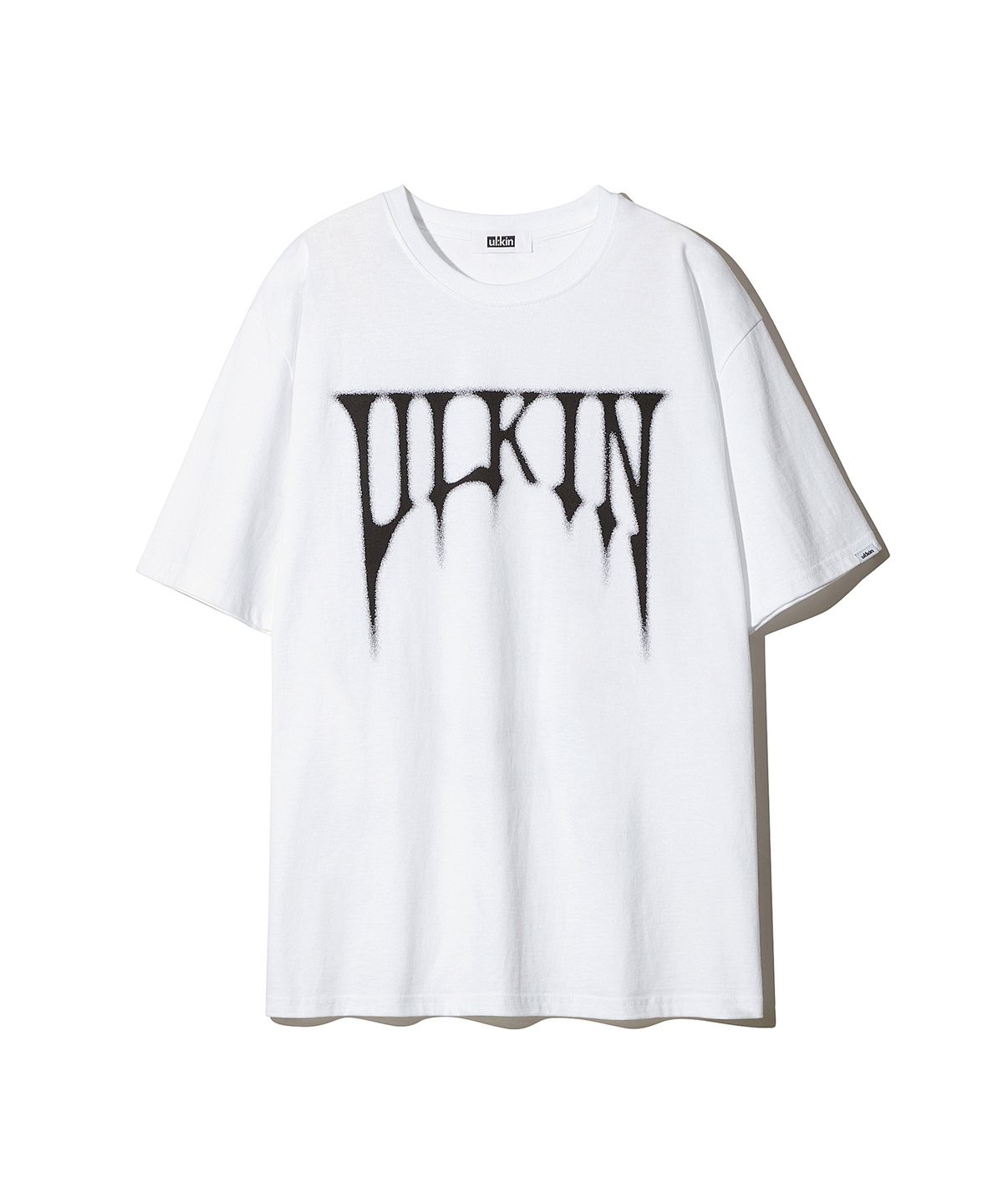 얼킨(ULKIN) 스머징 스컬 그래픽 반팔 티셔츠_화이트