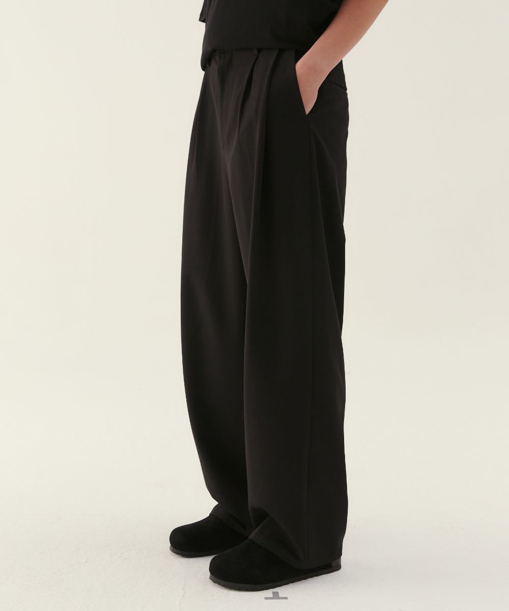 MUSINSA | NODE ARCHIVE Wide Tapered Two-Tuck Slacks (Black)