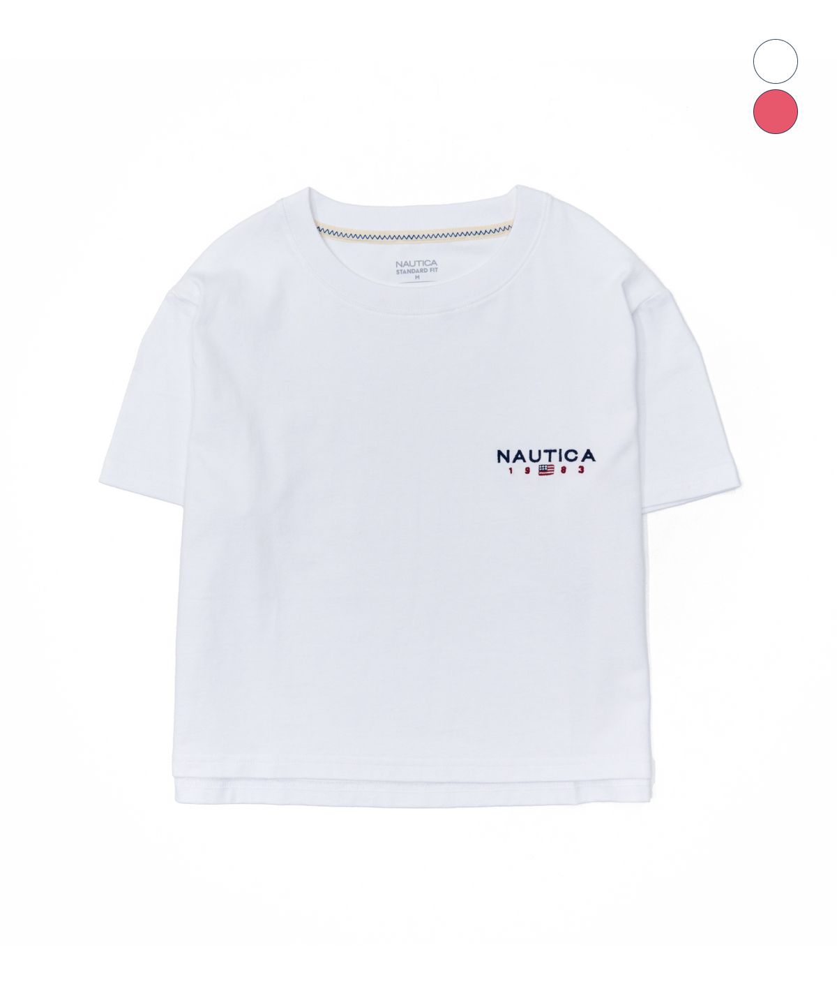 노티카(NAUTICA) 83플래그 스몰로고 크롭 반팔티