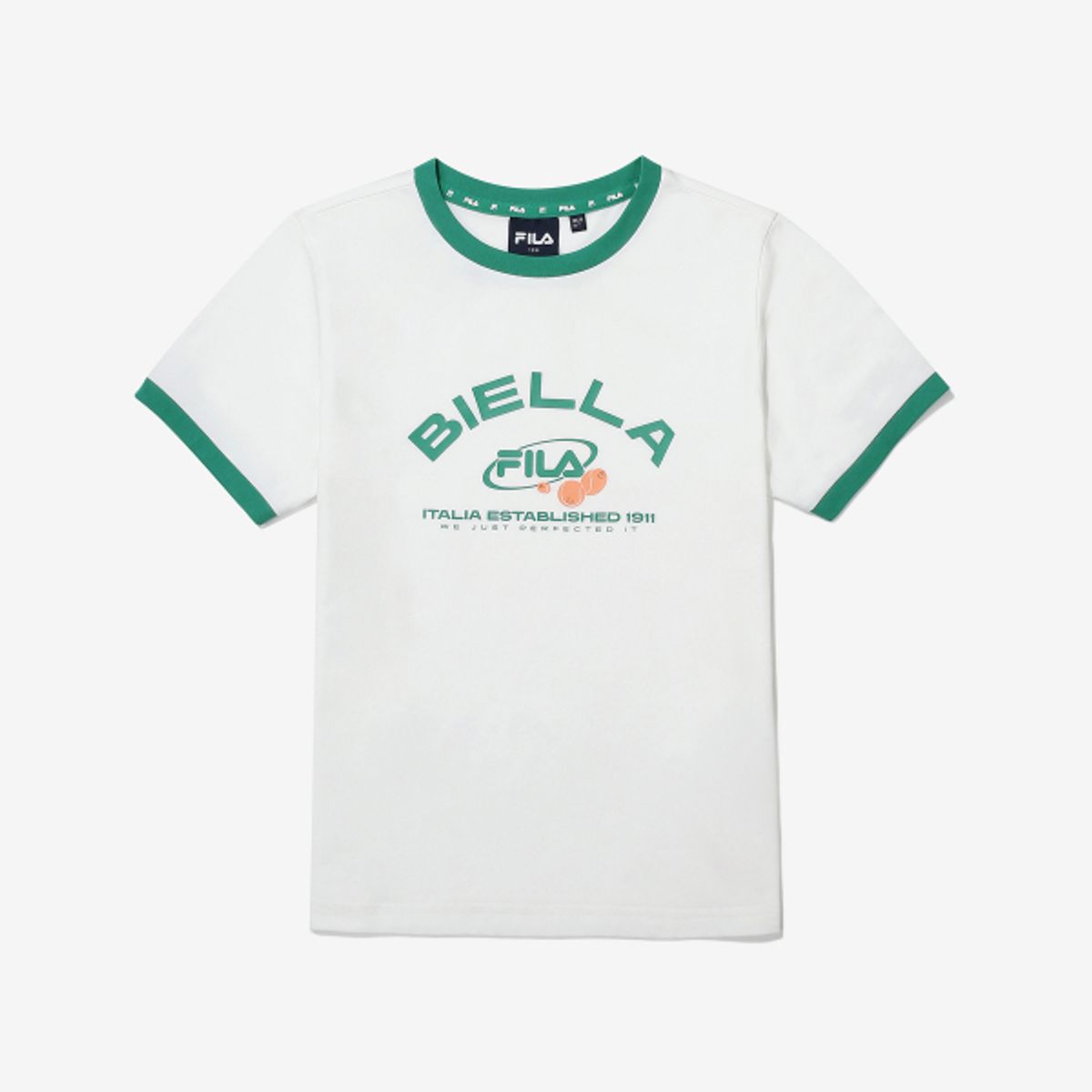 휠라 키즈(FILA KIDS) 에센셜 소매 배색 티셔츠(FK2RSG2102XOWH)