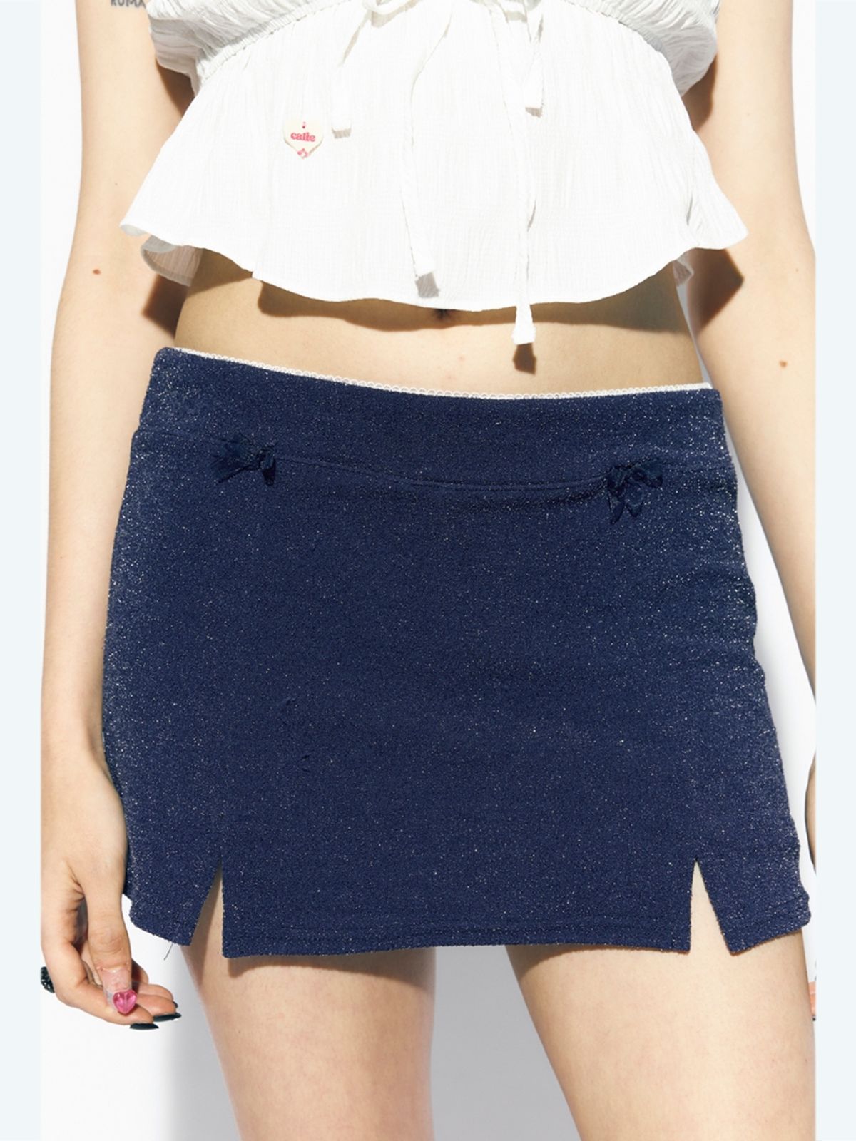 에즈이프 캘리(ASIF CALIE) SLIT TIGHT MINI SKIRT NAVY