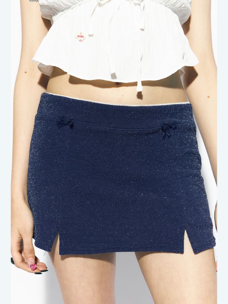 SLIT TIGHT MINI SKIRT NAVY