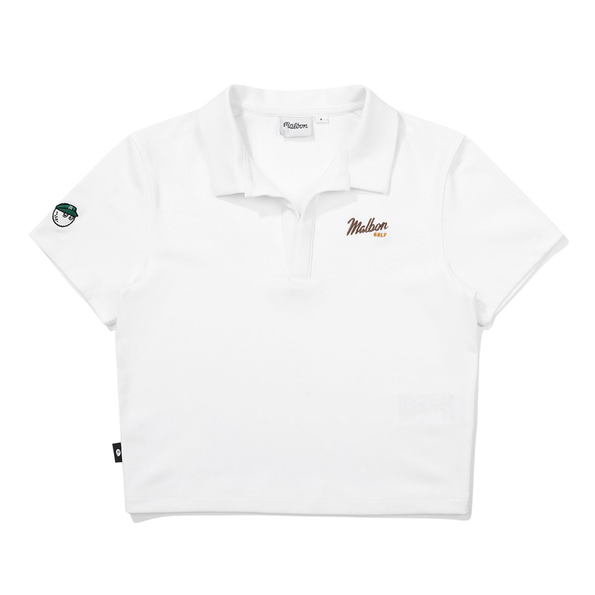 말본 골프(MALBON GOLF) 크롭기장 카라 티셔츠 WHITE (WOMAN)