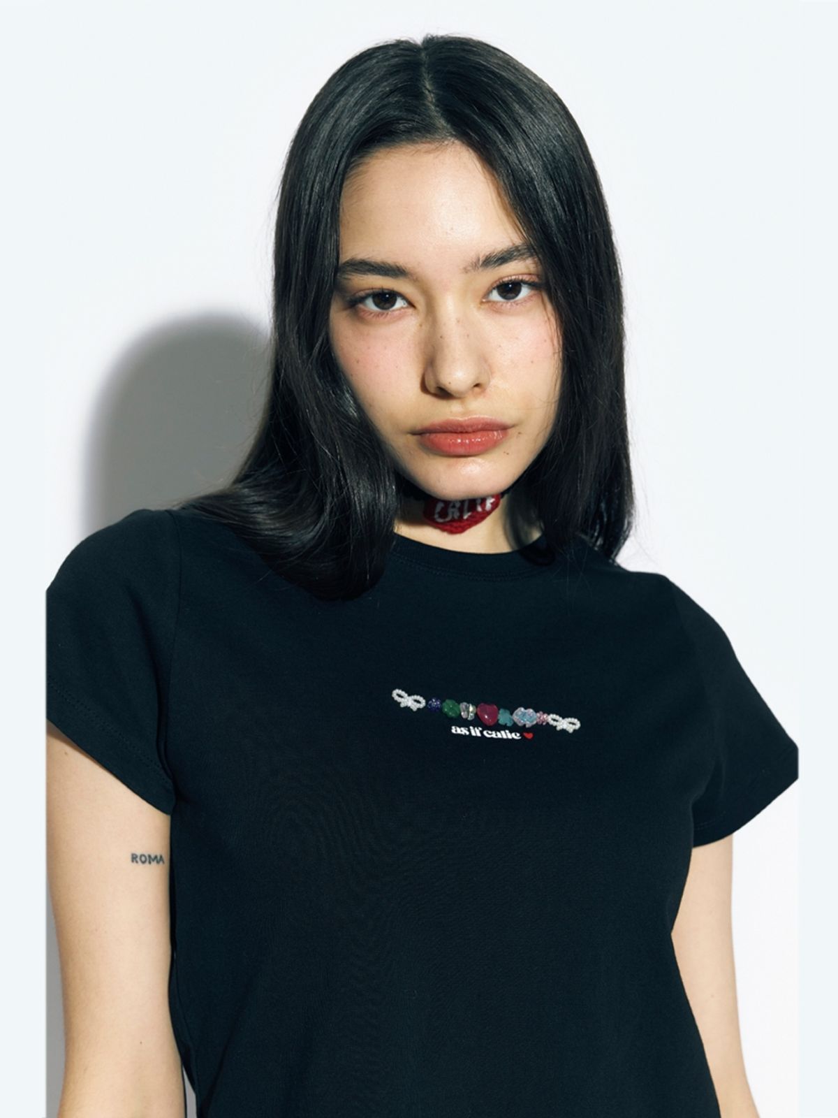 에즈이프 캘리(ASIF CALIE) CALIE BEADS BASIC T-SHIRT BLACK