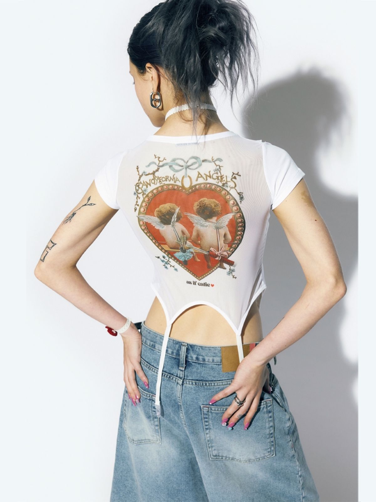 에즈이프 캘리(ASIF CALIE) CORSET MESH T-SHIRT WHITE