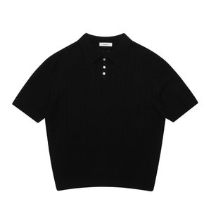 코튼 케이블 스카시 카라 니트 [블랙]