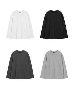 ( 2Pack ) 루즈핏 베이직 실키 긴팔티 ( 4Color )