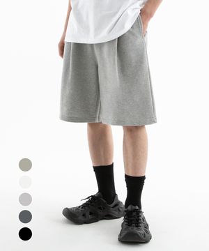 원턱 와이드 스웨트 하프팬츠 ( 5Color )