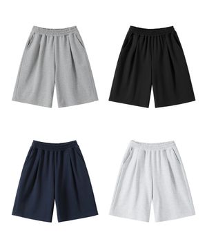 ( 2Pack ) 원턱 와이드 스웨트 하프팬츠 ( 5Color )