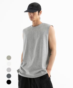 루즈핏 레이어드 트임 실키 슬리브리스 ( 4Color )