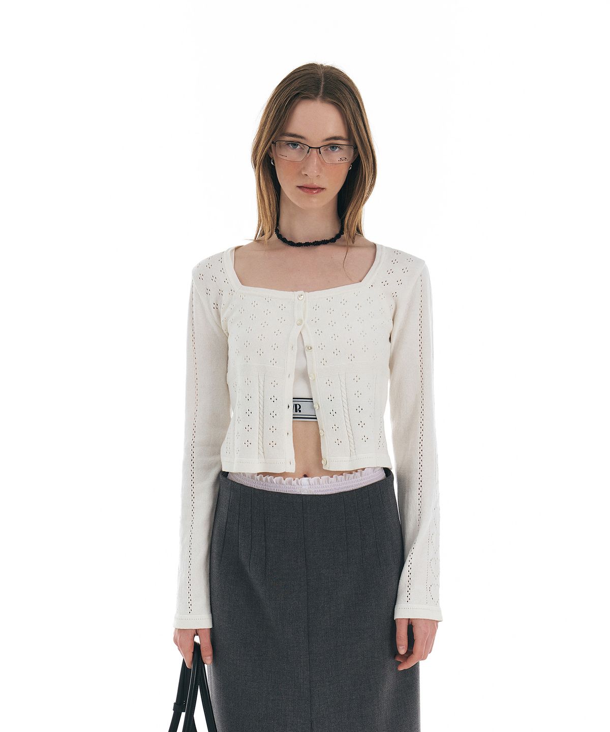 그로브(GROVE) ANNETTE CARDIGAN_WHITE