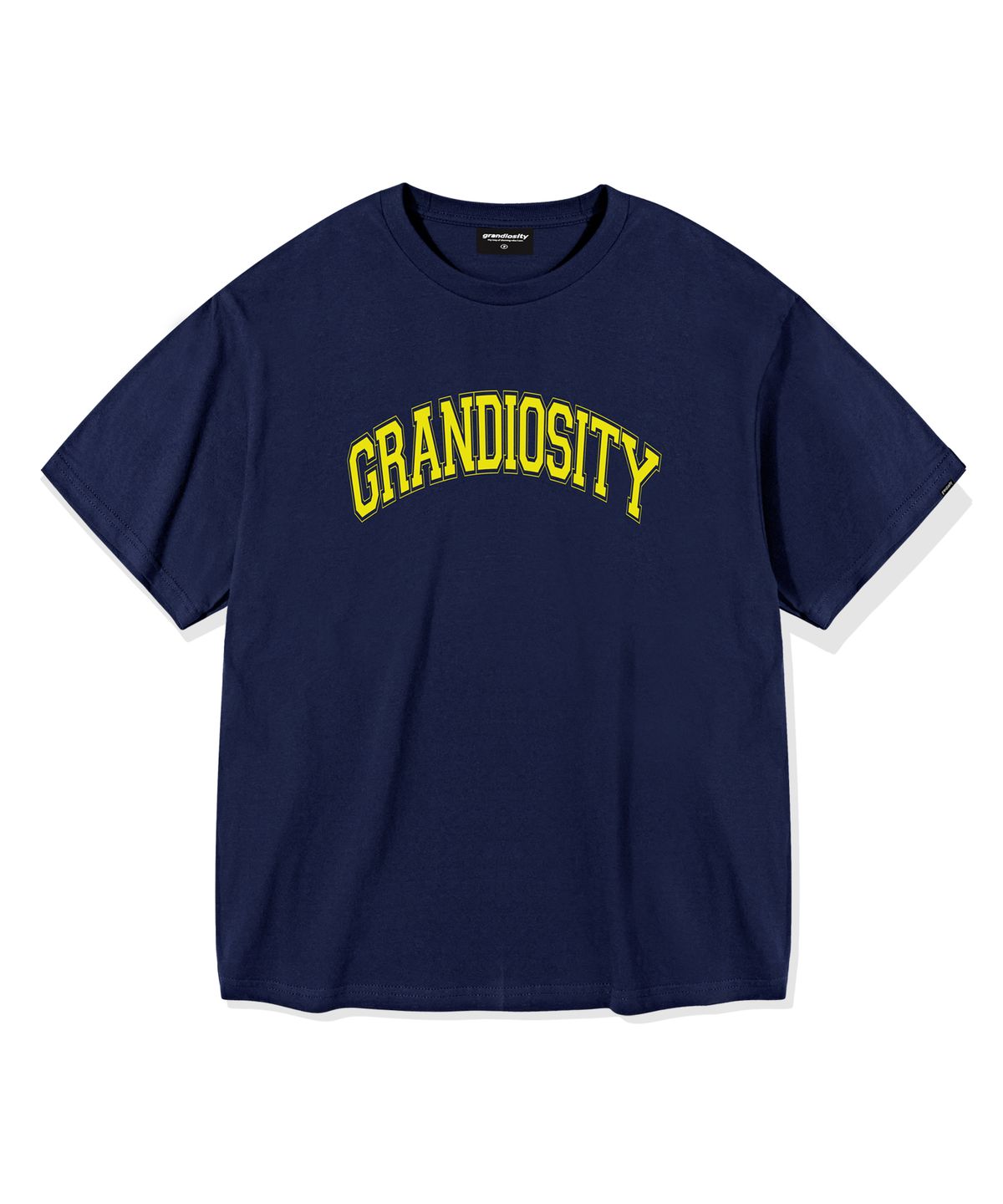 그랜디오시티(GRANDIOSITY) 아치 로고 오버핏 반팔 티셔츠 (네이비)