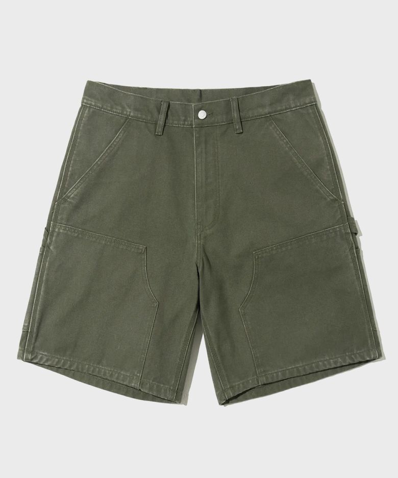 CANVAS CARPENTER DOUBLE KNEE SHORTS_OLIVE