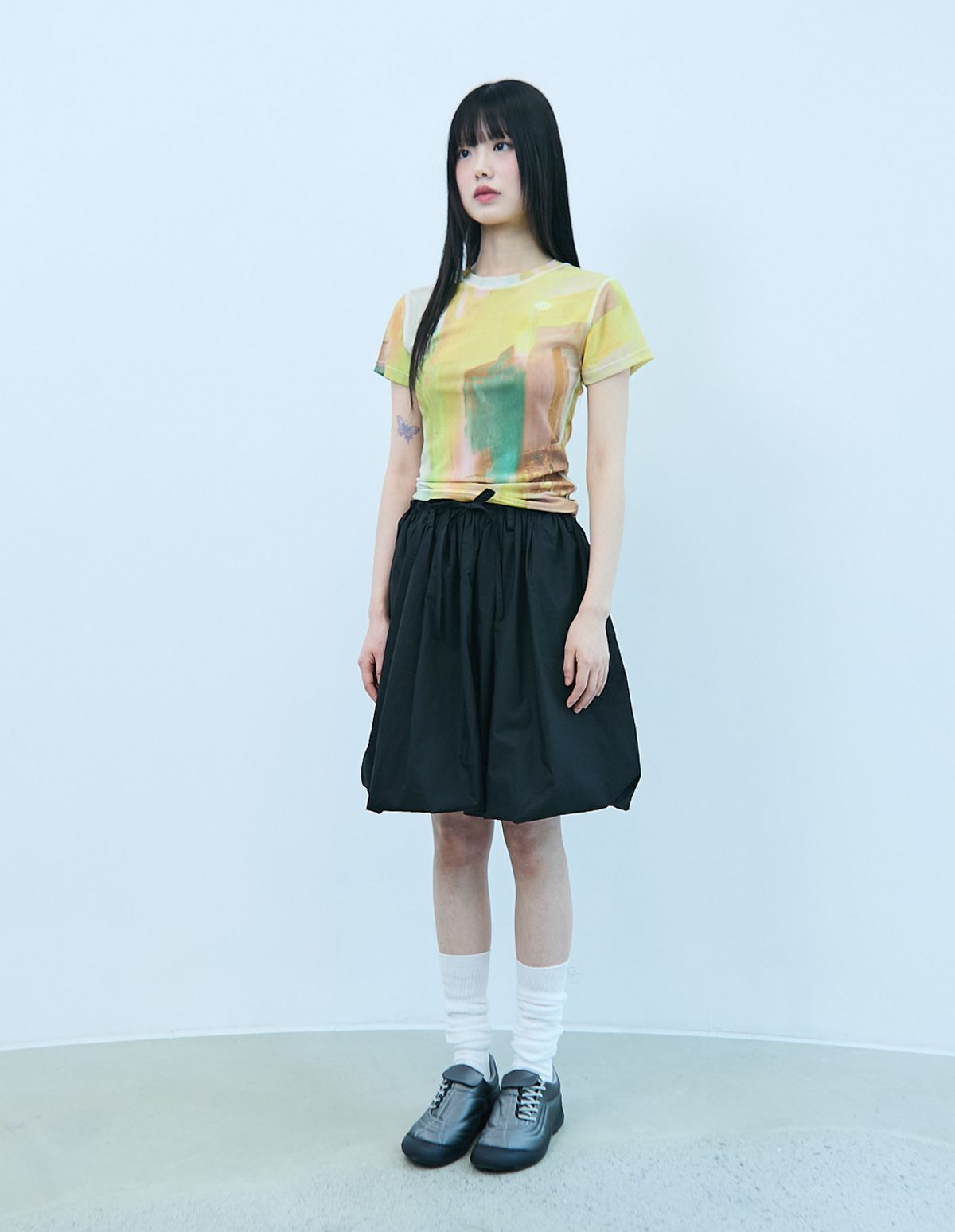 챈스챈스(CHANCECHANCE) CH EMBROIDERED LOGO WOMAN T-SHIRT(YELLOW)