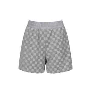 WOMEN TERRY CHECK BOARD HALF PANTS_GR