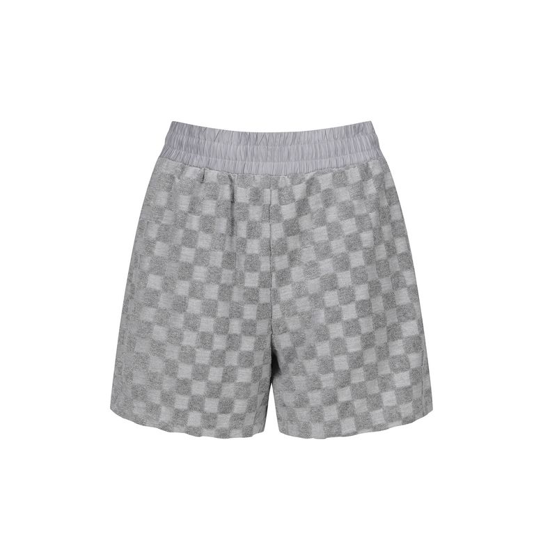 WOMEN TERRY CHECK BOARD HALF PANTS_GR