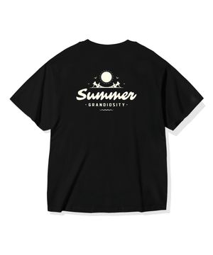 SUMMER 그래픽 오버핏 반팔 티셔츠 (블랙)