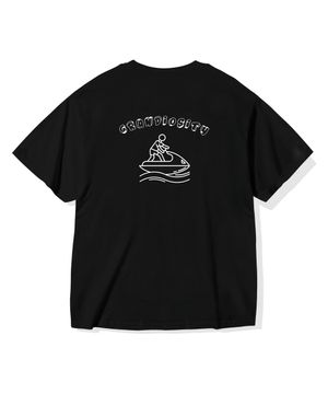 제트스키 레이싱 그래픽 오버핏 반팔 티셔츠 (블랙)