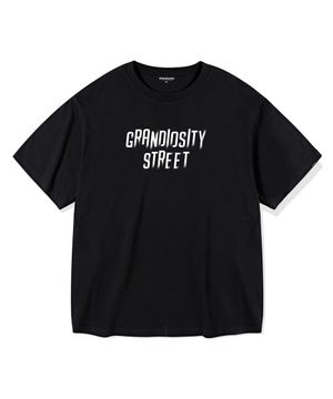 스트릿 로고 오버핏 반팔 티셔츠 (블랙)