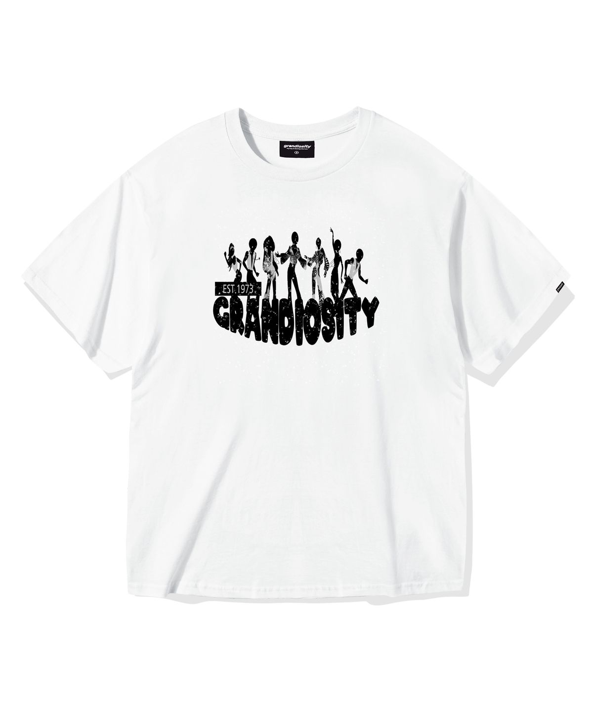 그랜디오시티(GRANDIOSITY) 레트로 소울 그래픽 오버핏 반팔 티셔츠 (화이트)