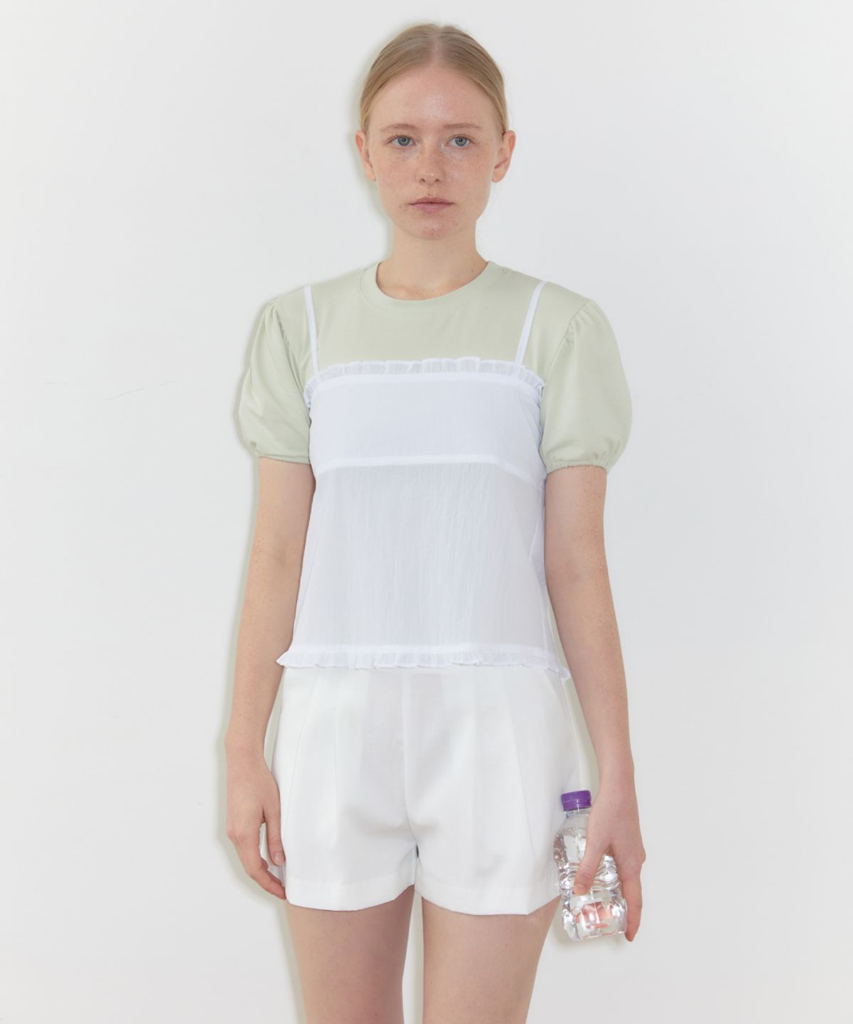 시눈(SINOON) Layered Frill Blouse (White)