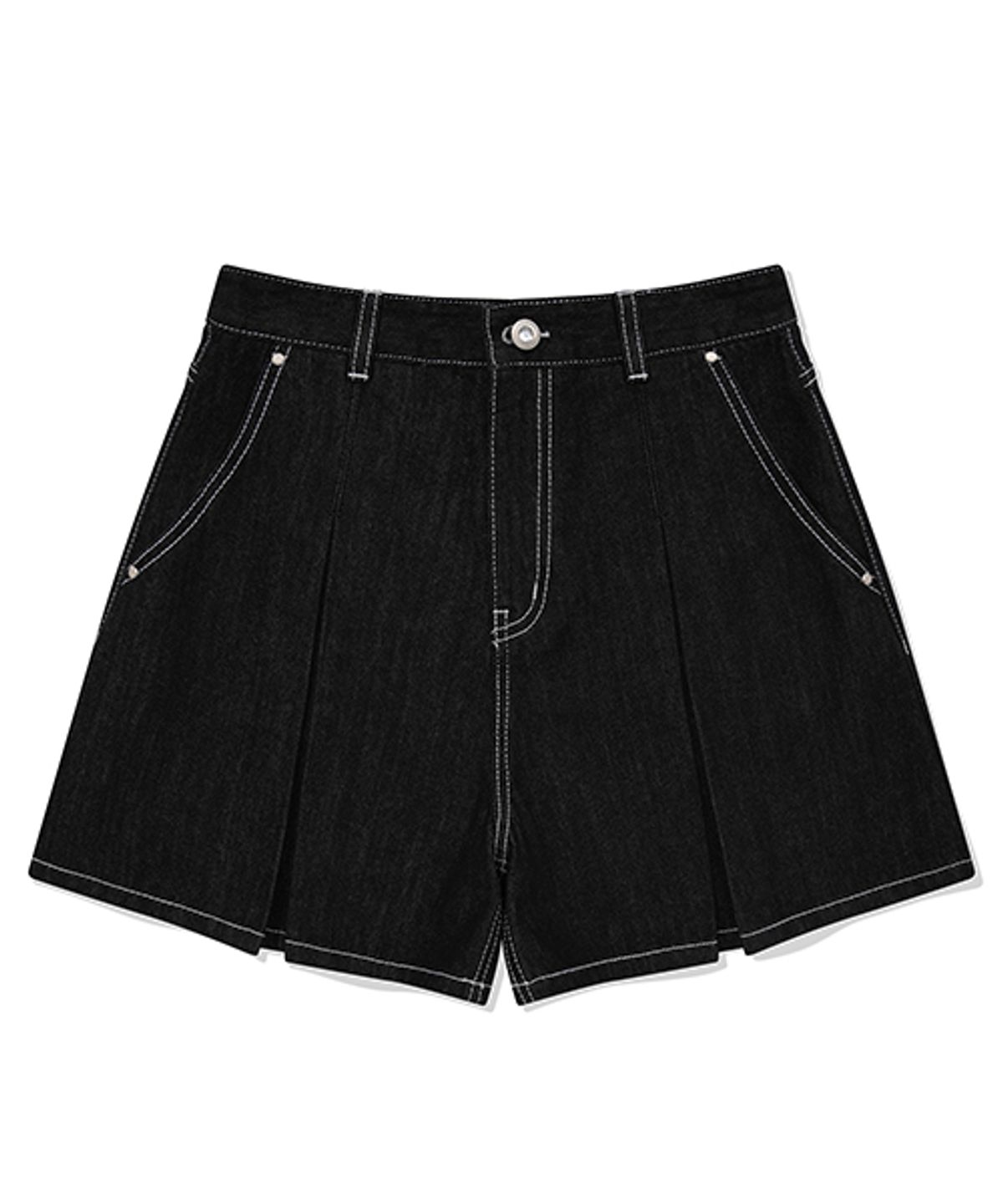 키르시(KIRSH) 플레어 숏 데님 팬츠 [블랙]