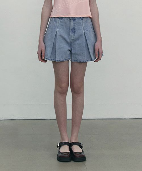 ★2024SS新作★KIRSH★FLARE SHORT DENIM PANTS MUSINSA | KIRSH Flare short denim pants [blue]