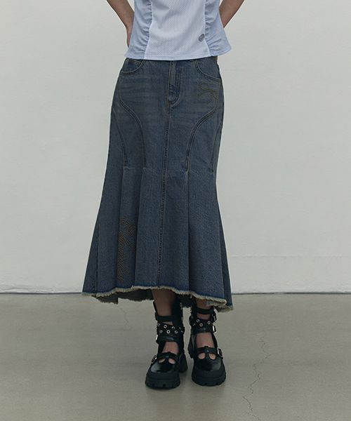 ワンピース KIRSH Hotfix Trumpet Denim Skirt Blue KKSMCDK511MBLA HOTFIX TRUMPET DENIM SKIRT [BLUE] - KIRSH | 60% - Asian