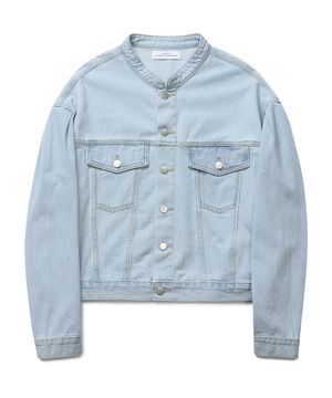 밴드카라 크롭 데님 트러커 자켓 (스노우)