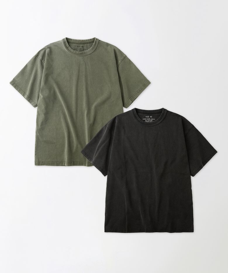 [2PACK] VINTAGE WASHING T-SHIRT_VINTAGE OLIVE/VINTAGE CHARCOAL