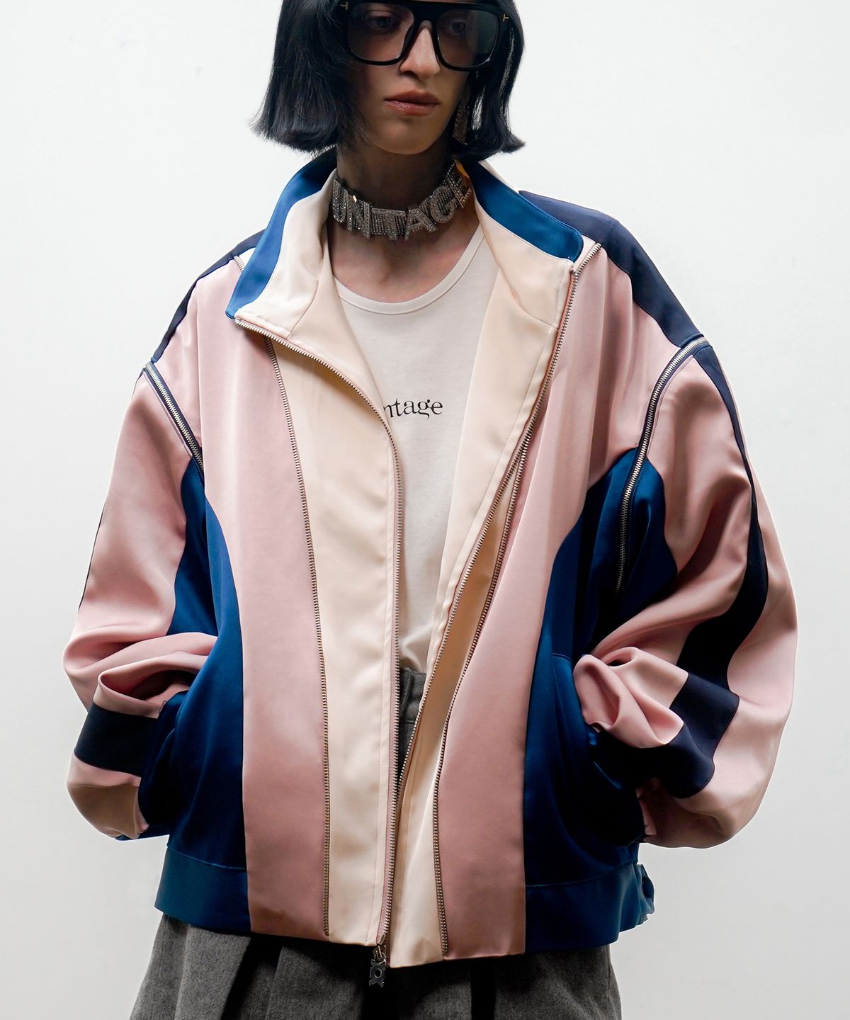 언티지(UNTAGE) 멀티 집업 오버사이즈 트랙 자켓[Pink(UNISEX)]_UTO-SS04