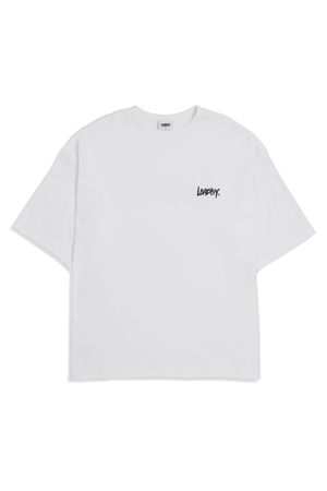 캘리그래피 로고 오버핏 티셔츠 [화이트]