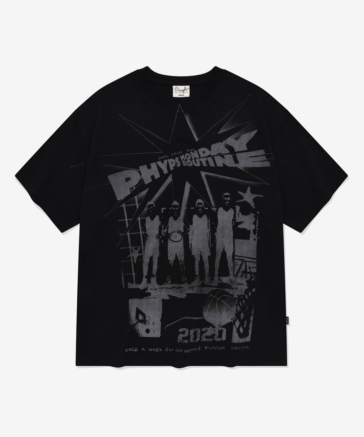 피지컬 디파트먼트(PHYSICAL DEPARTMENT) 카툰 베스킷볼 반팔티셔츠 블랙